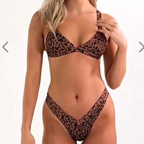 NWT OneOne Swimwear Bikini SET Feline Animal Leopard Jesse Kameron Small Medium - Picture 5 of 8